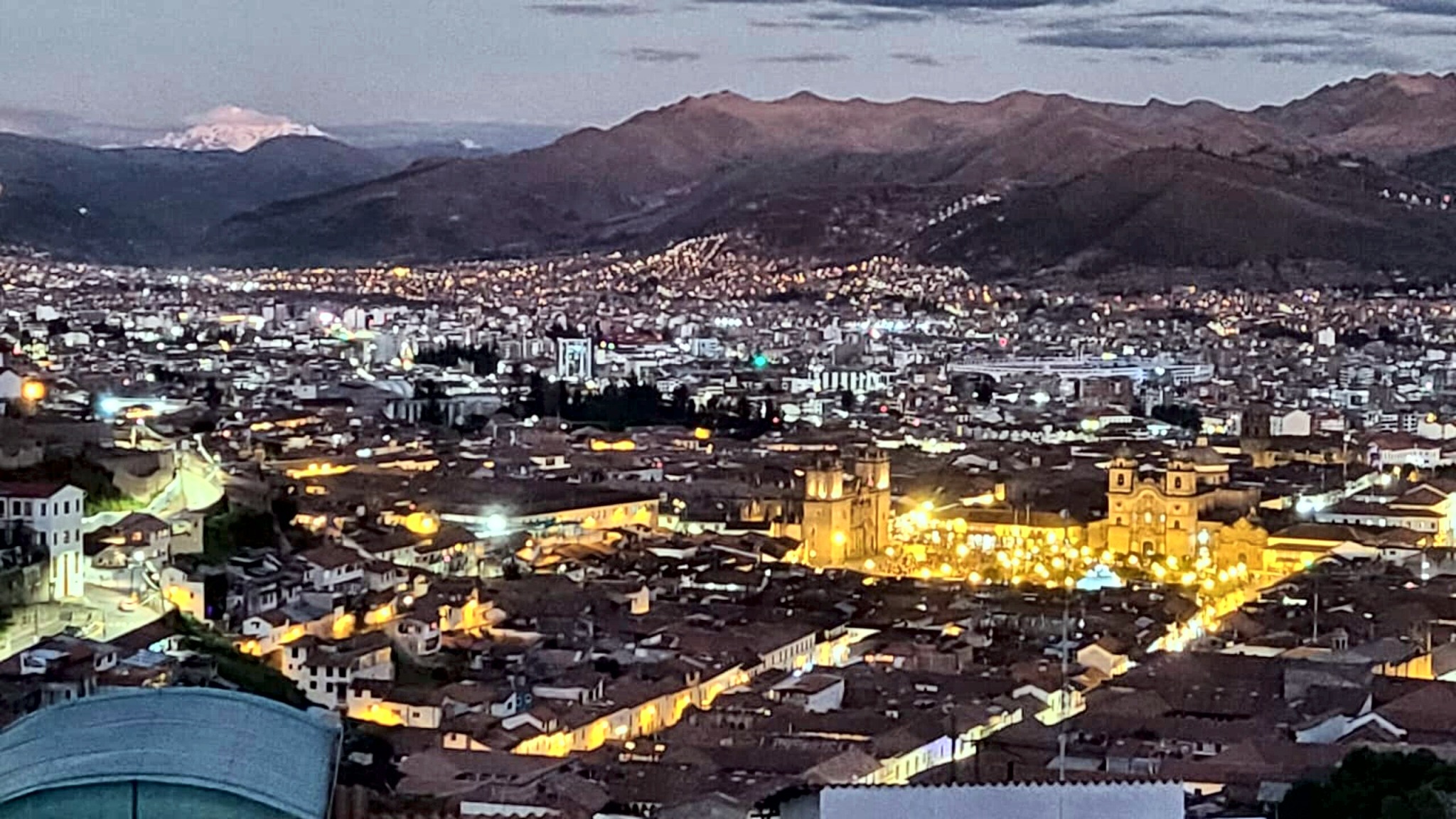 Dusk over the city lights